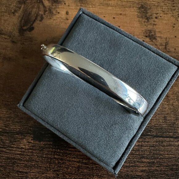 David Yurman Sterling Silver Cuff w/ Pavé White Diamonds & 18K Gold - Medium - Picture 12 of 16